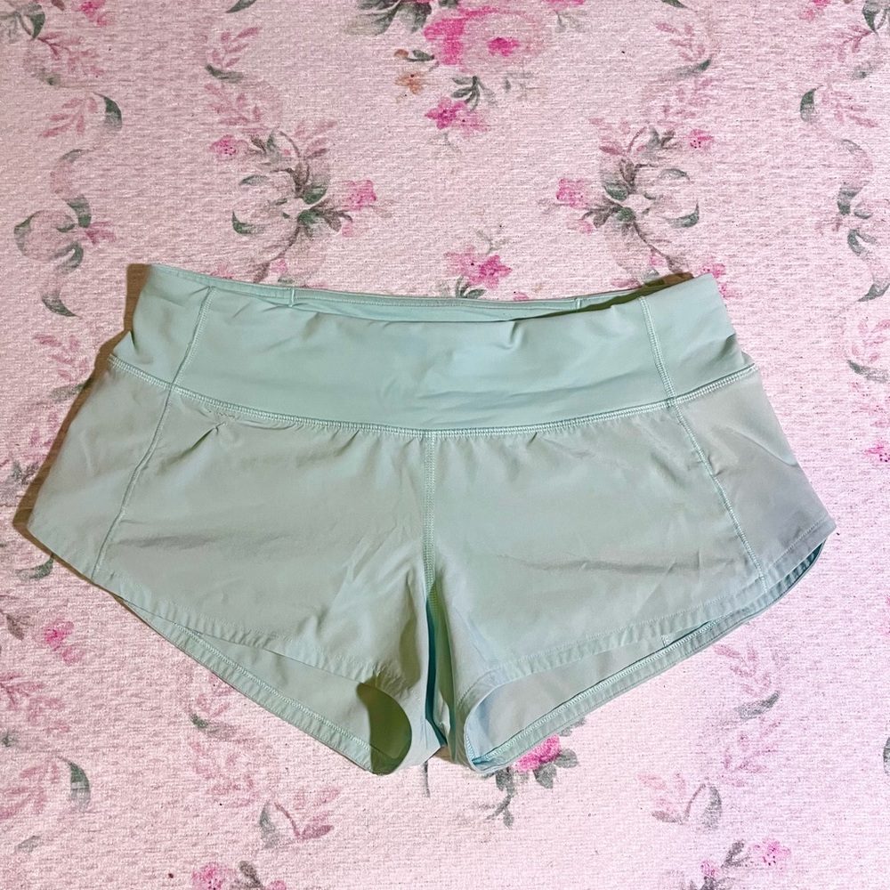 Mint Green Lululemon Speed Up Shorts 2.5”